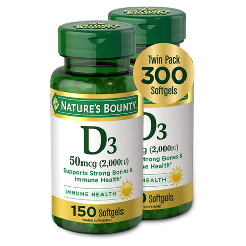 Nature's Bounty, Vitamin D 2000 IU Bonus Twin Packs, 150 + 150 Count Nature's Bounty