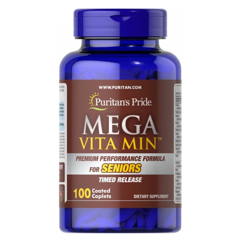 Puritan's Pride, Mega Vita Min Multivitamin for Seniors Timed Release with Zinc, 100 Coated Caplets Puritan's Pride