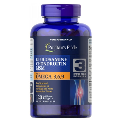 Glucosamine Chondroitin & MSM with Omega 3, 6, 9 120 Softgels by Puritan's Pride