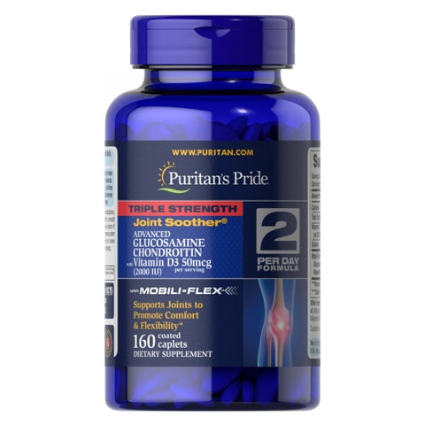 Puritan's Pride, Triple Strength Glucosamine Chondroitin with Vitamin D3, 160 Caplets Puritan's Pride