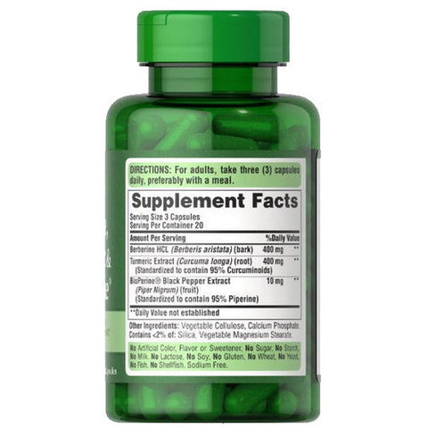 Puritan's Pride, Berberine Turmeric & BioPerine Black Pepper, 60 Capsules Puritan's Pride