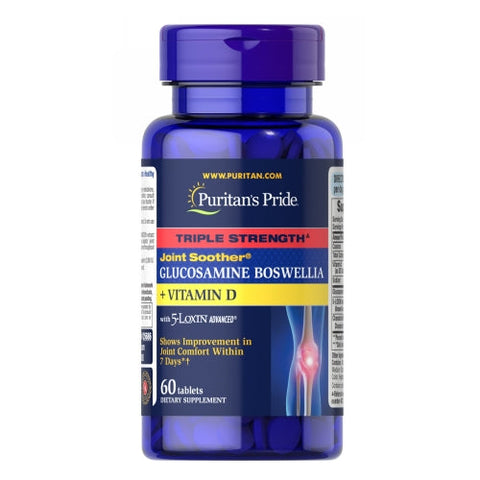 Puritan's Pride, Triple Strength Joint Soother Glucosamine Boswellia + Vitamin D, 60 Tablets Puritan's Pride