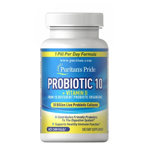 Puritan's Pride, Probiotic 10 with Vitamin D, 60 Capsules Puritan's Pride