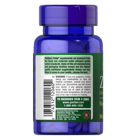 Puritan's Pride, Zinc, 50 mg, 100 Caplets Puritan's Pride