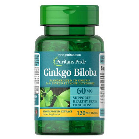 Puritan's Pride, Ginkgo Biloba Standardized Extract, 60 mg, 120 Softgels Puritan's Pride