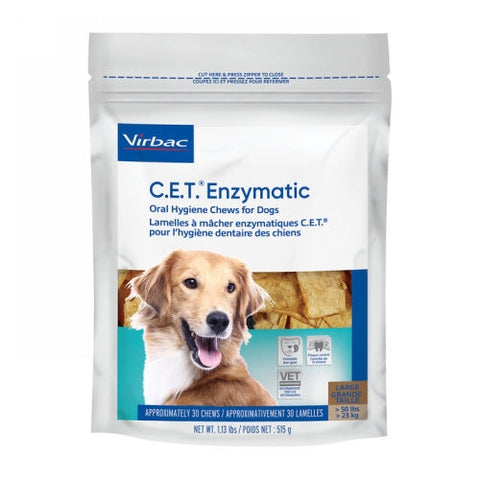 C.E.T. Enzymatic Oral Hygiene Chews for Dogs Large 30 Soft Chews by Virbac