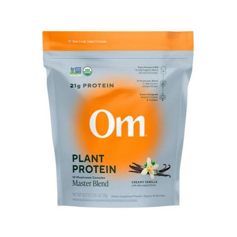 Om Mushrooms, Organic Master Blend Plant-Based Protein Creamy Vanilla, 18.27 Oz Om Mushrooms