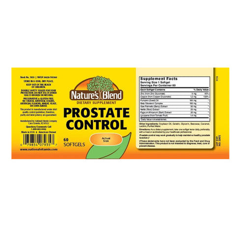 Nature's Blend, Prostate Control With Pumpkin Seed, 60 Softgels Nature's Blend