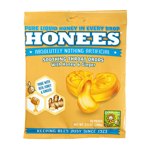 Honees, Honey Ginger Drops Natural, 20 Count Honees