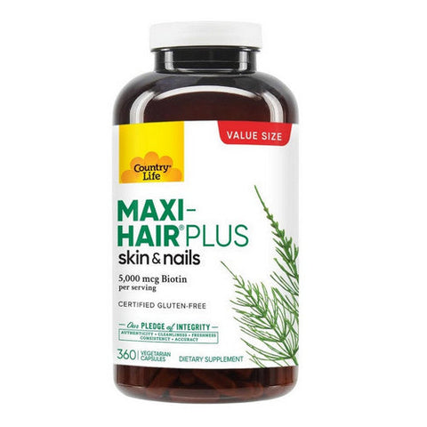 Country Life, Maxi Hair Plus Biotin, 360 Vegetarian Capsules Country Life