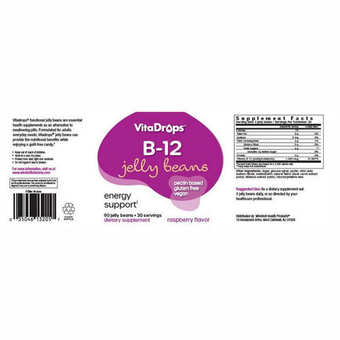 Vitadrops, B-12 Jelly Beans Raspberry, 90 Count Vitadrops