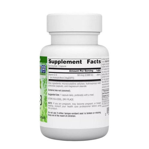 Source Naturals, Vegan True Non-GMO Vitamin D-3, 2,000 IU, 30 VegCaps Source Naturals