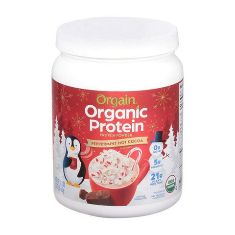 Orgain, Organic Plant Based Protein Powder Creamy Chocolate Fudge, Peppermint Hot Cocoa 1.02 Lb Orgain