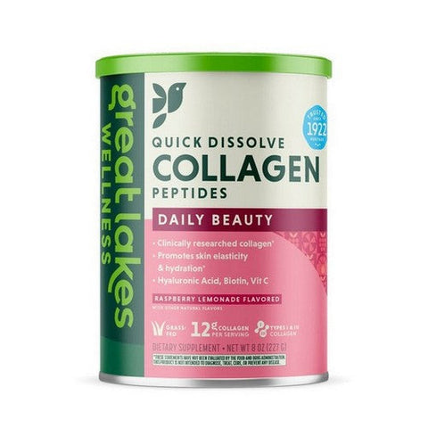 Great Lakes Wellness, Collagen Peptides Daily Beauty Raspberry Lemonade, 8 Oz Great Lakes Wellness