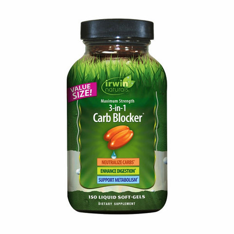 Irwin Naturals, Maximum Strength 3-in-1 Carb Blocker, 150 Softgels Irwin Naturals