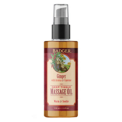 Badger Balm, Ginger Deep Tissue Massage Oil, 113 Grams Badger Balm