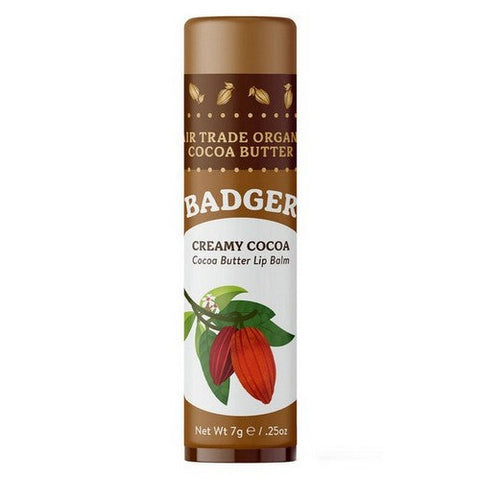 Badger Balm, Cocoa Butter Lip Balm Creamy Cocoa, .25 Oz Badger Balm
