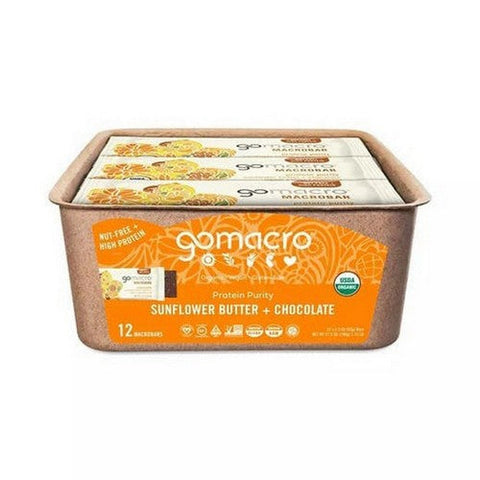 Gomacro, Organic Macrobar Sunflower Butter Chocolate, 12 Count Gomacro