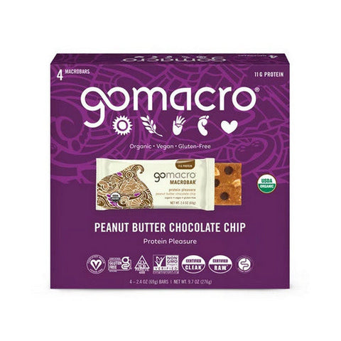 Gomacro, MacroBar Peanut Butter Chocolate Chip, 4 Count Gomacro