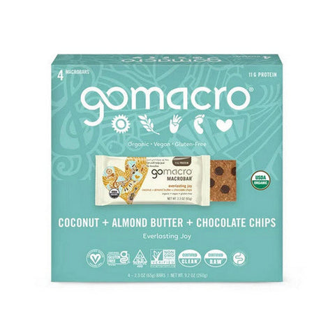 Gomacro, Organic Coconut Almond Butter Chocolate Chip Bars, 4 Count Gomacro