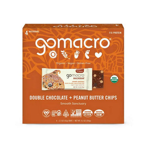 Gomacro, MacroBar Double Chocolate Peanut Butter Chip, 4 Count Gomacro