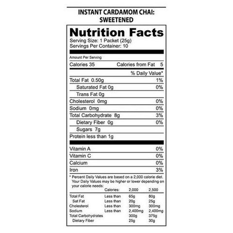 Natureâ€™s Guru, Cardamom Chai Sweetened Instant Chai, 10 Count Nature’s Guru