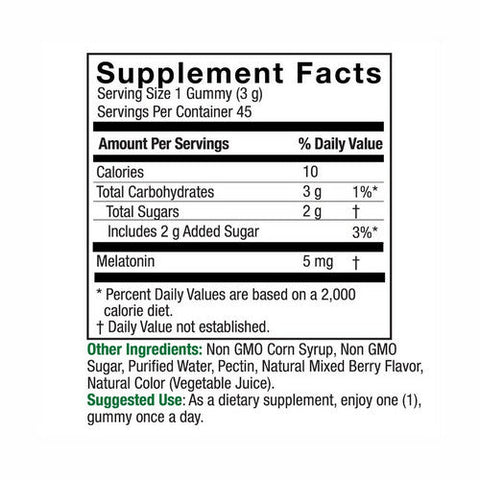 Nature's Answer, Melatonin Sleep Gummies, 5 Mg, 45 Count Nature's Answer