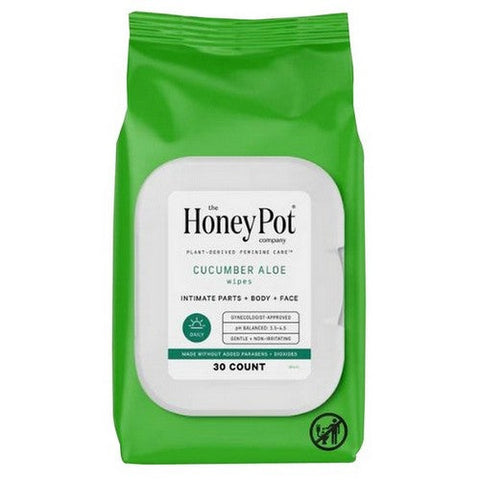 The Honey Pot, Pot Cucumber and Aloe Intimate Wipes, 30 Count The Honey Pot