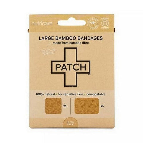 Patch, Natural Large Bamboo Bandages For Sensitive Skin Mixed Pack, 10 Count Patch