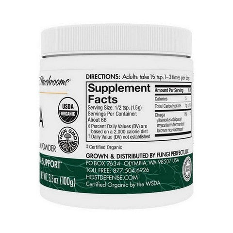 Host Defense, Chaga Mushroom Mycelium Powder, 100 Grams Host Defense