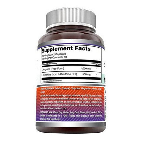 Amazing Nutrition, Amazing Formulas L-Arginine/L-Ornithine, 1500 mg, 120 Caps Amazing Nutrition
