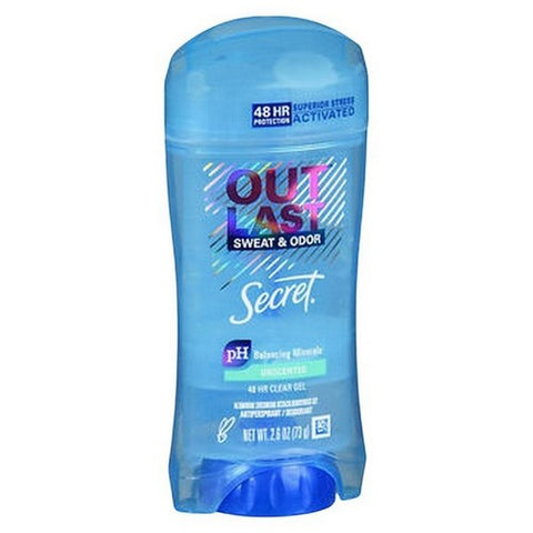 Secret, Outlast Anti Perspirant Deodorant Clear Gel Unscented, 2.6 Oz Secret