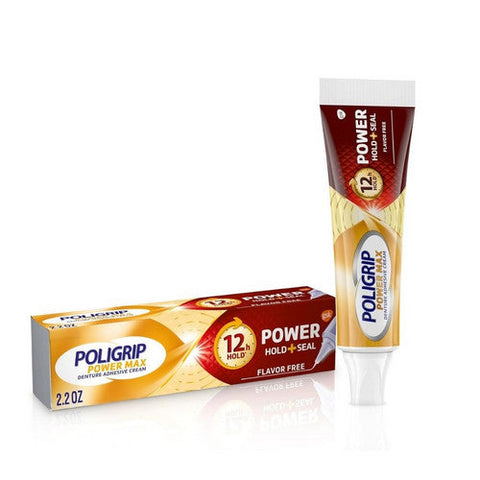 Poligrip, Power max Denture Adhesive Cream, 2.2 Oz Poligrip