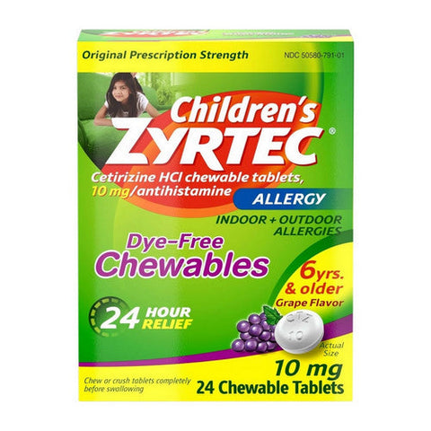 Zyrtec, Children'S Allergy Dye Free Cetirizine Hci, 24 Tabs Zyrtec