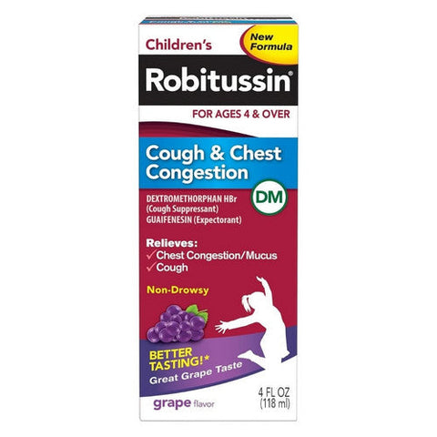 Robitussin, Children'S Cough & Chest Congestion Dm Liquid Grape, 4 Oz Robitussin