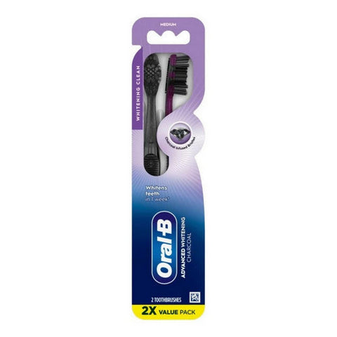 Oral-B, Charcoal Toothbrush Whitening Clean Medium, 2 Count Oral-B