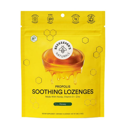 Propolis Soothing Lozenges Honey 1.76 Oz by BeeKeeper's Natural