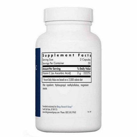 Nutricology/ Allergy Research Group, Pure Vitamin C Ascorbic Acid, 100 Veg Caps