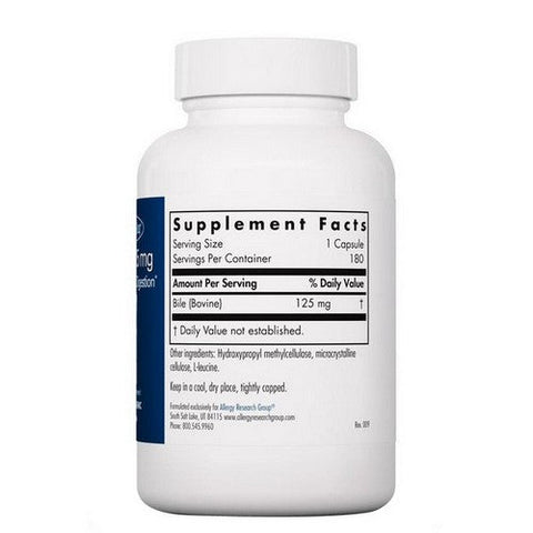 Nutricology/ Allergy Research Group, Ox Bile Essential For Fat Digestion, 125 Mg, 180 Veg Caps Nutricology/ Allergy Research Group