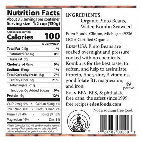 Eden Foods, Organic Pinto Bean, 15 Oz (Case Of 12) Eden Foods