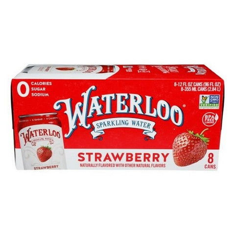 Waterloo Sparkling Water, Sparkling Water Strawberry, 96 Oz (Case Of 3) Waterloo Sparkling Water