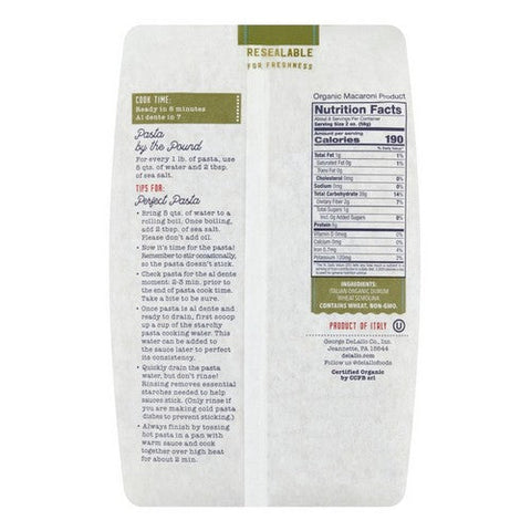 Delallo, Organic Cavatappi Pasta, 1 Lb (Case Of 8) Delallo