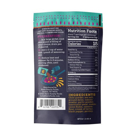 Siete, Seasoning Mild Taco, 1.3 Oz (Case Of 12) Siete