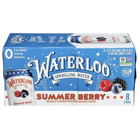 Waterloo Sparkling Water, Sparkling Water Summer Berry, 96 Oz (Case Of 3) Waterloo Sparkling Water