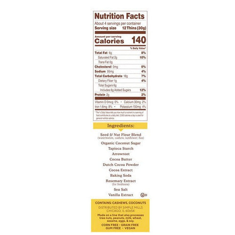 Simple Mills, Sweet Thins Chocolate Brownie Gluten Free, 4.25 Oz (Case Of 6) Simple Mills