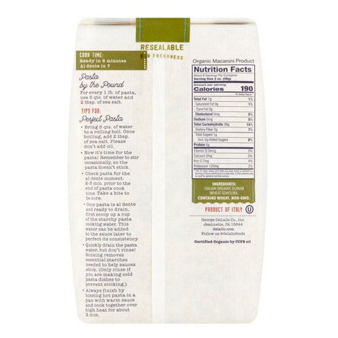 Delallo, Organic Gemelli Noodles, 16 Oz (Case Of 8)