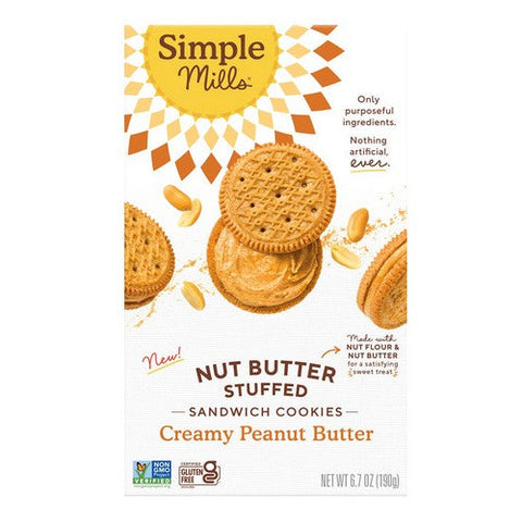Simple Mills, Nut Butter Stuffed Sandwich Cookies Peanut Butter, 6.7 Oz (Case Of 8) Simple Mills