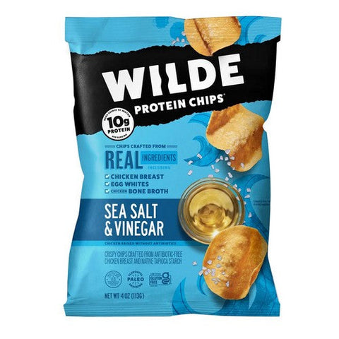 Wilde Snacks, Sea Salt And Vinegar Chicken Protein Chips, 4 Oz (Case Of 12) Wilde Snacks