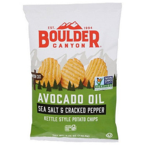 Boulder Canyon, Avocado Oil Sea Salt And Cracked Pepper Kettle Chips, 5.25 Oz(Case Of 12) Boulder Canyon