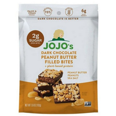 Jojos Chocolate, Dark Chocolate Peanut Butter Filled Bites, 3.6 Oz(Case Of 6) Jojos Chocolate